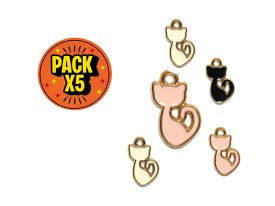 Dije Esmaltado Gatitos Dorados De Espaldas